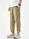 Men Japanese Style Drawstring Relaxed Fit Straight Leg Trousers