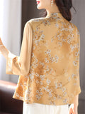 Women's Summer Mulberry Silk 3/4 Sleeve Floral Print Shirts