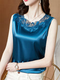 Women's Solid Color Satin Sleeveless Undershirt