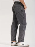 Men Vintage Wash Jeans Tapered Fit Straight Leg Denim Pants