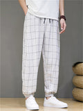 Men's Casual Drawstring Plaid Harem Jogger Pants