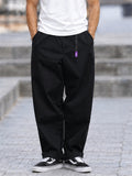 Men Japanese Style Baggy Pants Loose Fit Straight Leg Trousers