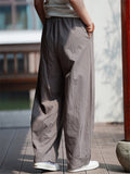 Summer Cotton Linen Stripe Casual Straight Pants for Women