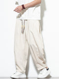 Mens Summer Drawstring Loose Fit Wide Leg Baggy Harem Pants