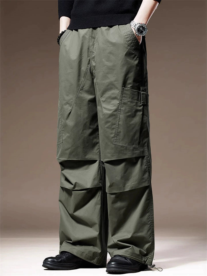 Men's Retro Loose Fit Straight Leg Baggy Cargo Parachute Pants