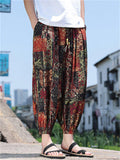 Men's Retro Chinese Style Print Casual Harem Jogging Cropped Pants
