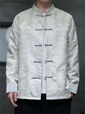 Men's Chinese Style Wavy Pattern Brocade Tangsuit Jacket Mandarin Collar