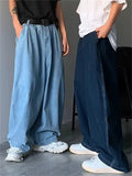 Retro Japanese Style Oversized Straight Wide-Leg Jeans For Men