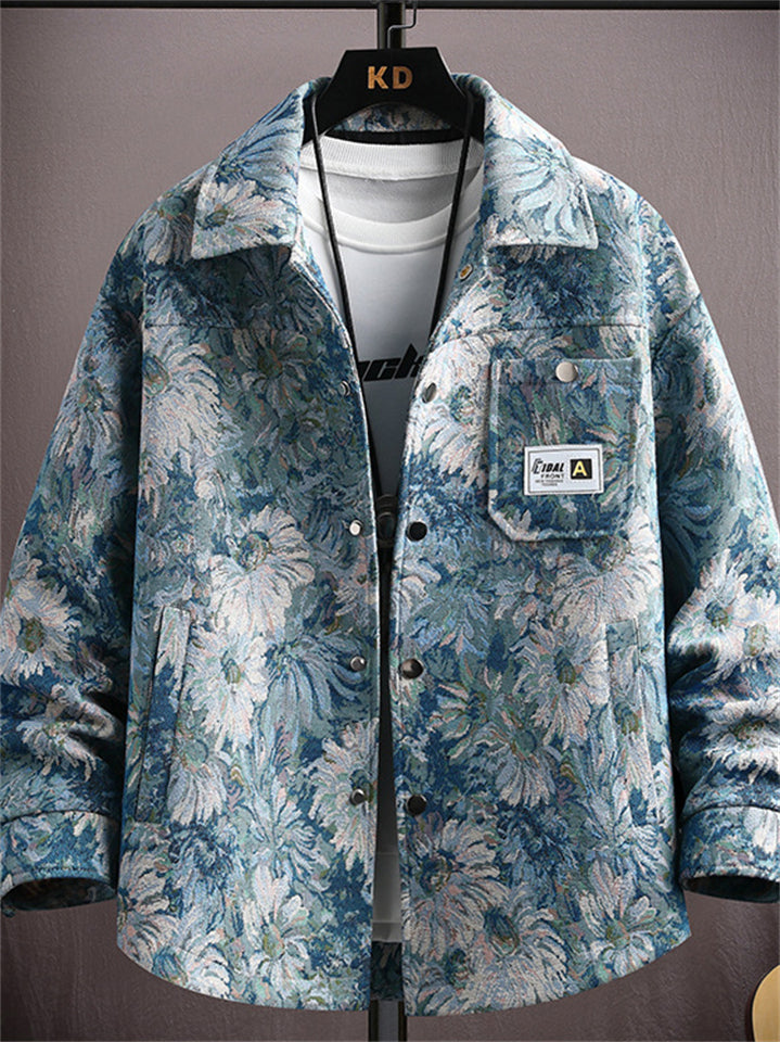 Men's Ethnic Style Print Long Sleeve Lapel Jackets