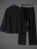 Men's 2Pcs Autumn Cotton Blend Corduroy Frog Button TangSuit Outfit