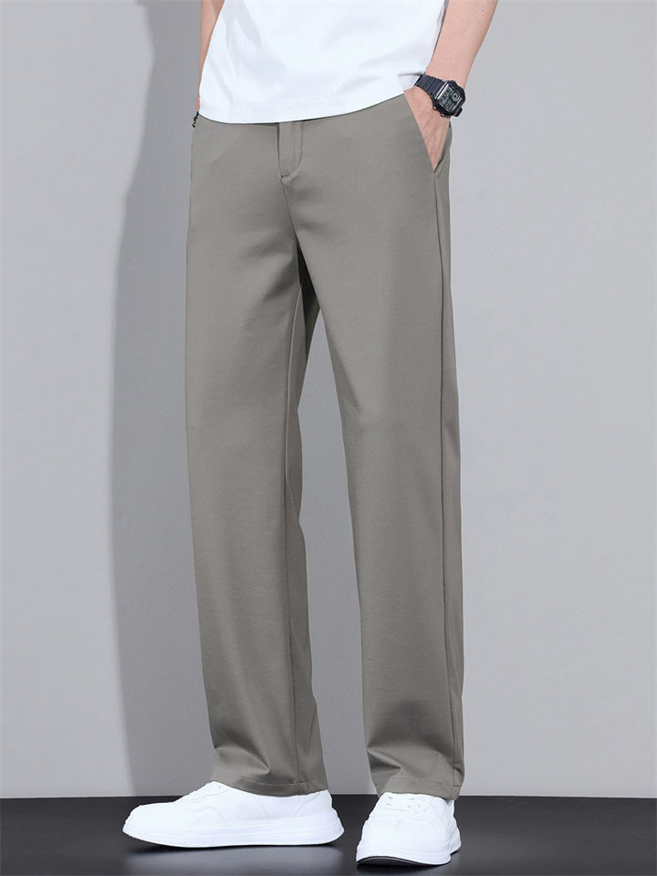 Mens Lightweight Ice Silk Straight Leg Regular Fit Casual Pants