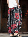 Men's Tribal Print Wide Leg Cropped Baggy Harem Pants