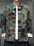Men's Spring Butterfly Print Chinese Style Jacket with Knot Buttons