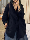 Casual Cotton Long Sleeve V-Neck Shirts for Women