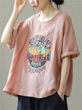 Summer Loose Casual Let's Play Print T-Shirt for Women