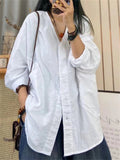 Casual Cotton Long Sleeve V-Neck Shirts for Women