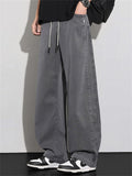 Mens Loose Fit Drawstring Streetwear Baggy Wide Leg Pants
