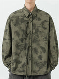 Chinese Style Retro Print Lapel Long Sleeve Tang Suit Shirts for Men