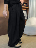 Men's High Street Style Loose Fit Pleated Casual Pants with Pockets