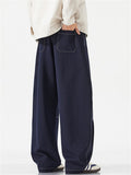 Mens Baggy Wide Leg Streetwear Loose Casual Drawstring Pants