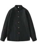 Men's Simple Chinese Style Ramine Stand Collar Tangsuit Shirts
