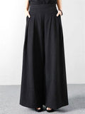 Women's Solid Color High Waist Wide Leg Pants
