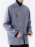 Men's Autumn Golden Bamboo Embroidery Stand Collar Tangsuit Jackets