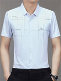 Men's Summer Print Seamless Button Up Lapel Short Sleeve Shirts