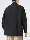 Men's Chinese Style Solid Color Frog Button Lapel Shirts