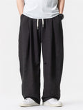 Mens Summer Comfy Cotton Linen Baggy Beach Harem Yoga Wide Leg Pants