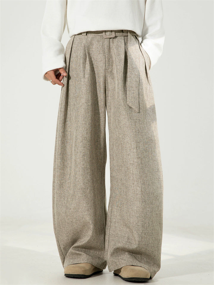 Men's Chic Retro Solid Color Pleated Drape Scimitar Wide Leg Pants