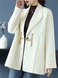 Women's Long Sleeve Solid Color Woolen Blend Jacket