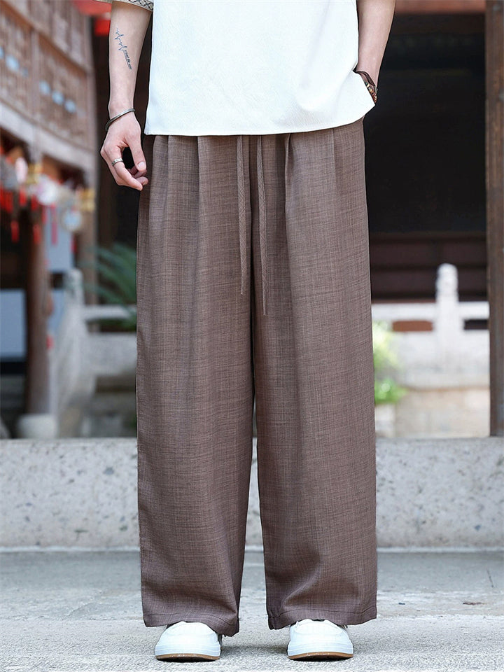 Men Comfy Summer Japanese Streetwear Baggy Wide Leg Pants