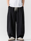Men's Casual Simple Solid Color Drawstring Wide Leg Straight Pants