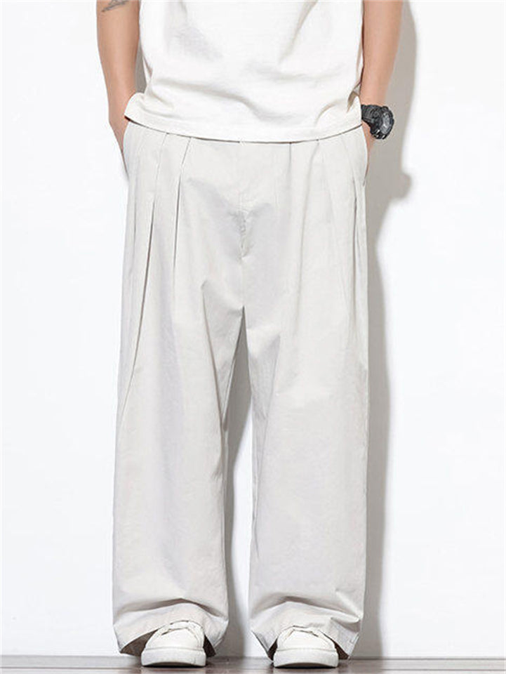 Men's Summer Trendy Solid Color Casual Wide Leg Pants