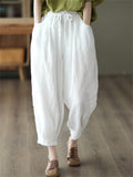 Women's Summer Casual Drawstring Harem Cropped Pants