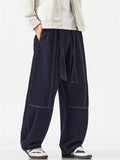Mens Baggy Wide Leg Streetwear Loose Casual Drawstring Pants