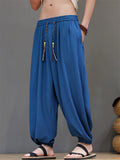 Men Summer Chinese Style Textured Baggy Harem Joggers Pants