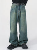 Men Wide Leg Jeans Baggy Fit Y2K Vintage Wash Denim Pants