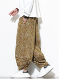 Men's Autumn Casual Texture Printed Wide Leg Carrot Cropped Pants