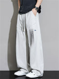 Men Plus Size Drawstring Wide Leg Jeans Elastic Waist Baggy Cargo Denim