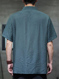 Men's Summer Chinese Style Bamboo Embroidery Mandarin Collar Shirts