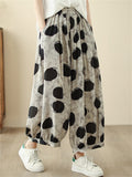 Women's Polka Dots Elastic Waist Pockets Cropped Pants