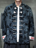 Men's Spring Butterfly Print Chinese Style Jacket with Knot Buttons