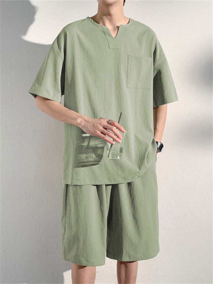 Men's Casual Plus Size Homewear Two-piece Outfits