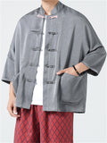 Chinese Style  Short Sleeve Drop Shoulder Tang Suit Shirts for Men
