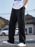 Drawstring Loose Fit Casual Ramine Linen Straight Leg Pants for Men