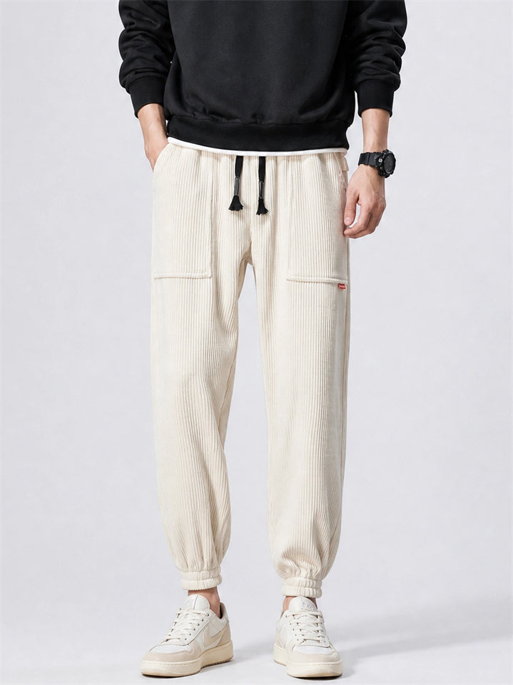 Mens Corduroy Relaxed Fit Utility Cargo Jogger Pants with Pockets