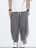 Men's Summer Comfy Casual Plaid Harem Capri Pants