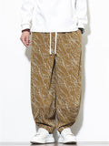 Men's Autumn Casual Texture Printed Wide Leg Carrot Cropped Pants